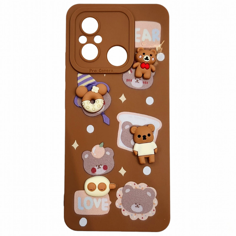 کاور طرح عروسکی برجسته مدل teddy مناسب برای گوشی موبایل شیائومی Redmi 12C / 11A / POCO C55 