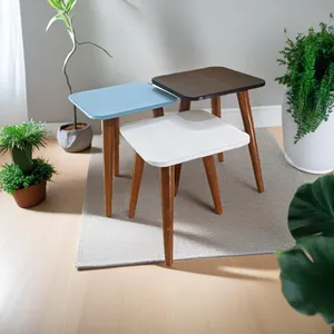  میز عسلی مربع مدل لیون 322 کد 27 مجموعه سه عددی