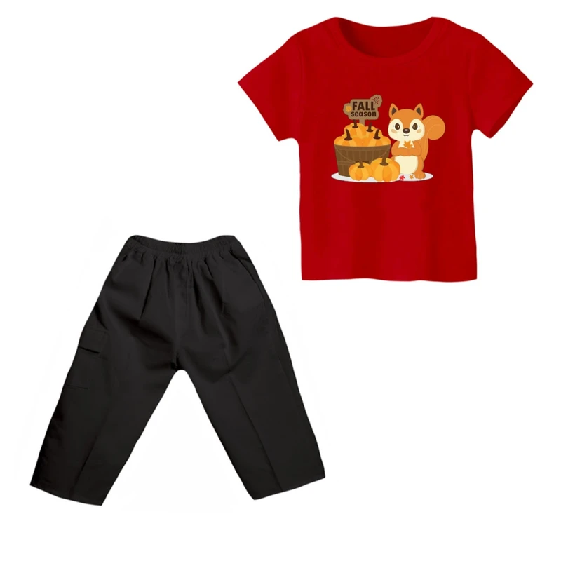 ست تی شرت و شلوارک پسرانه مدل سنجاب کد 7