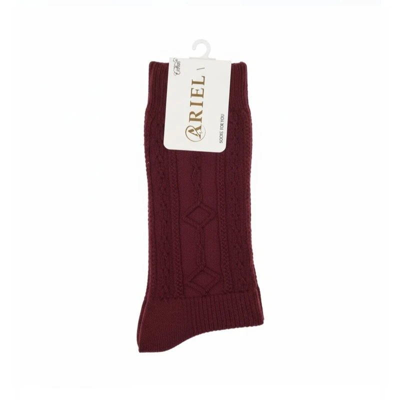 جوراب ساق بلند زنانه مدل لوزی طرح برجسته کد berry