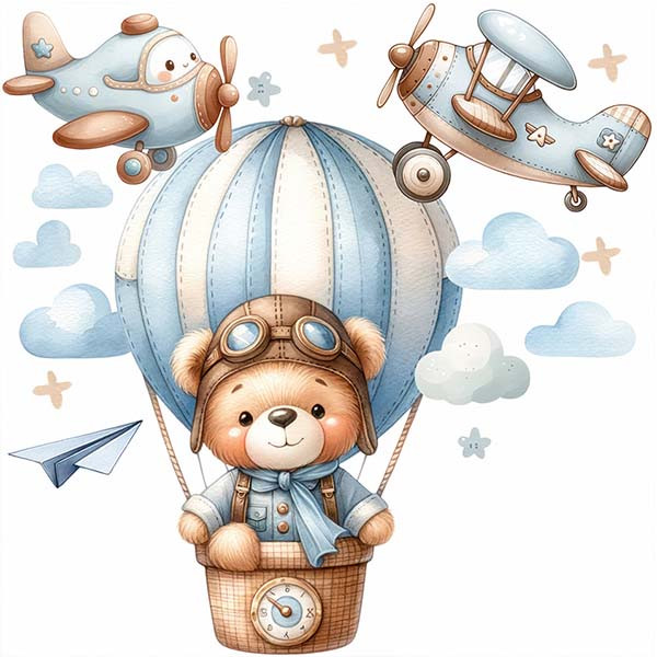 استیکر دیواری کودک راتیانا مدل bear in balon