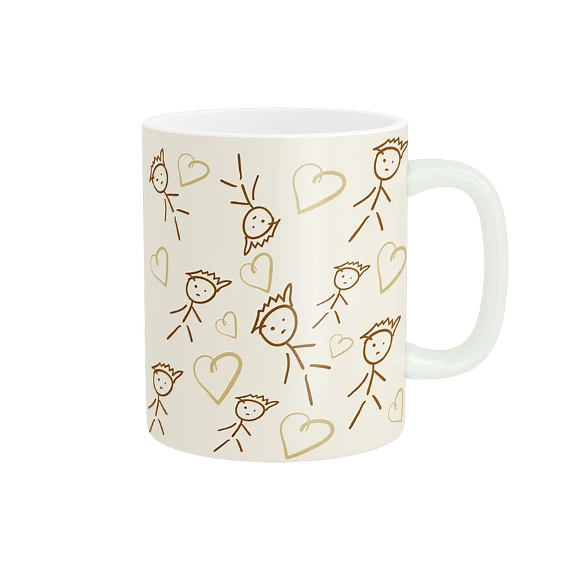 ماگ مدل الگوی  هنری قلب و پسر کد 1384