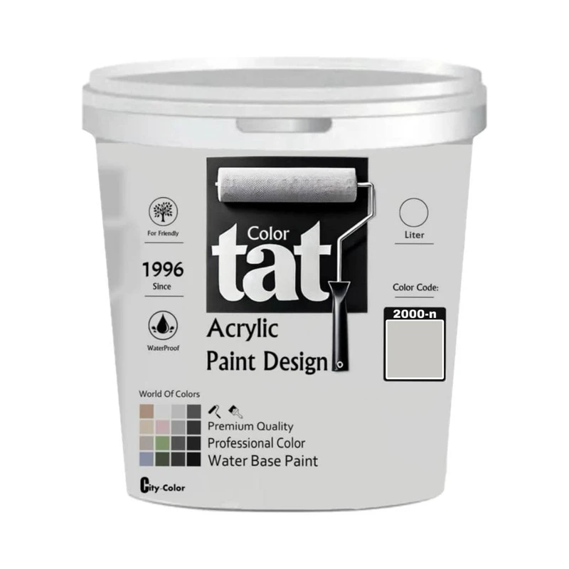 رنگ طوسی روشن نیمه مات اکرولیک تات کد 2000-n2 حجم 1لیتر