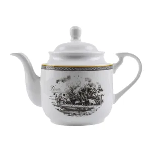 قوری چینی زرین ایران مدل چای استوانه کوچک 3 ویلیج درجه 3 گنجایش 450 میلی‌لیتر