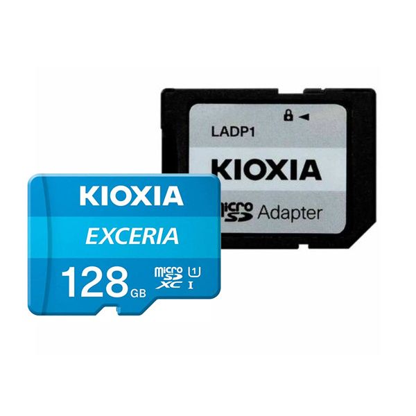 کارت حافظه‌ micro SDXC کیوکسیا مدل EXCERIA کلاس 10 استاندارد UHS-I U1 سرعت 100MBps ظرفیت 128 گیگابایت به همراه آداپتور SD