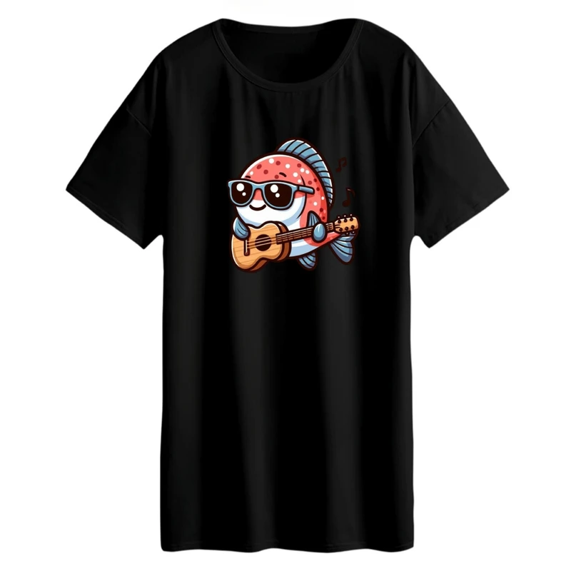 تی شرت لانگ زنانه مدل ماهی کارتونی کد02