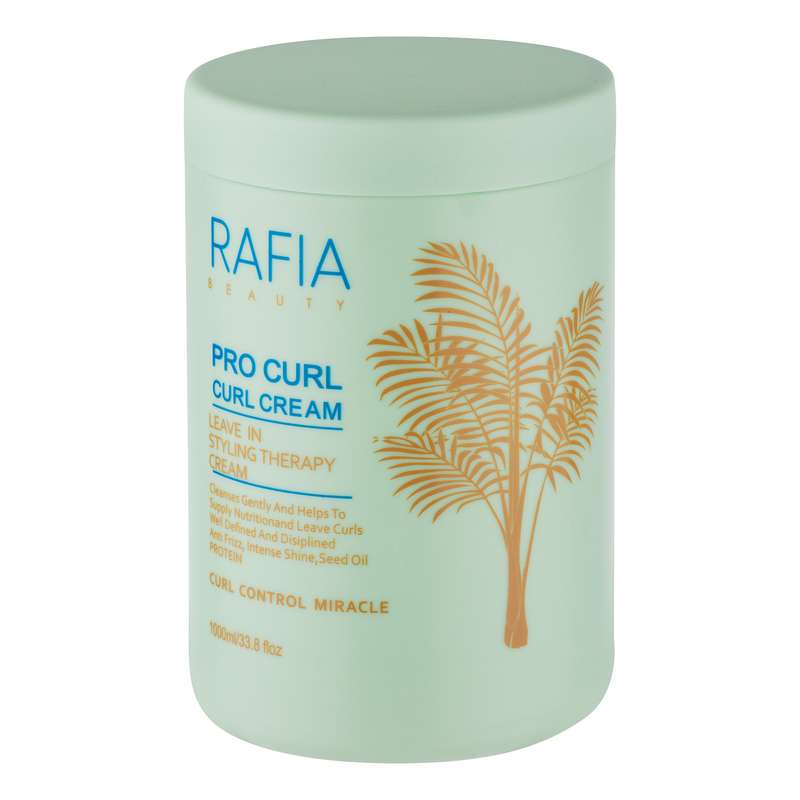 کرم مو حالت دهنده رافیا مدل PRO CURL مناسب برای موی فر حجم 1000 میلی‌لیتر