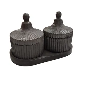 ست 3 تکه گلدان و شکلات خوری و سینی بتنی مدل مراکشی کد P05