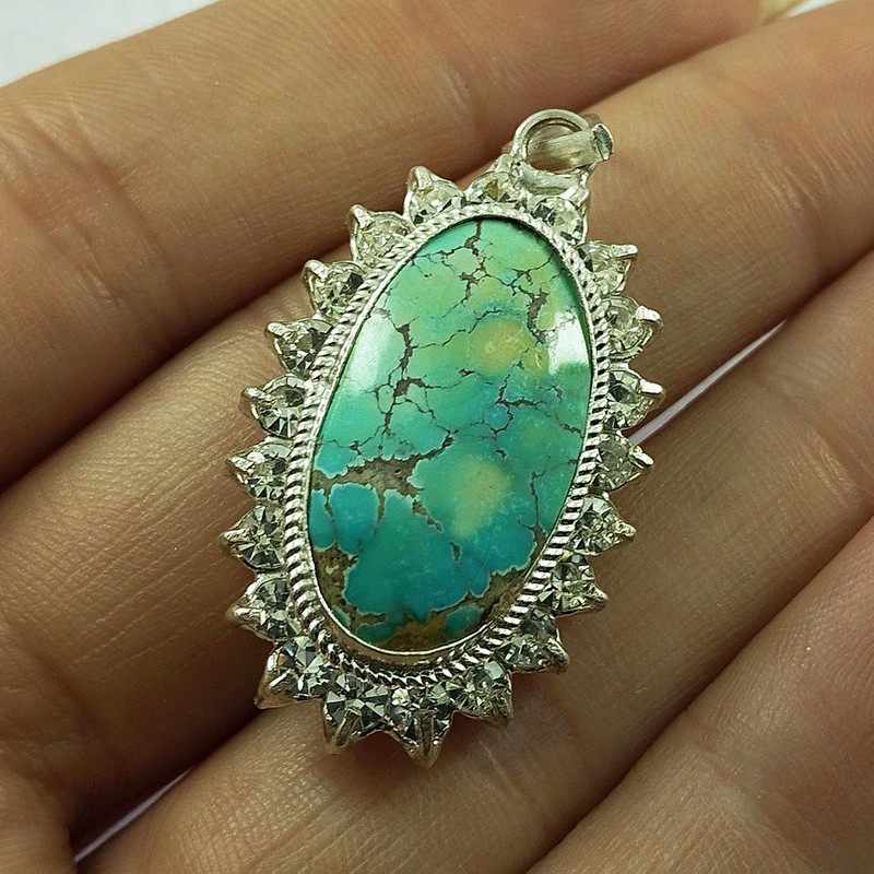 آویز گردنبند نقره زنانه سلین کالا مدل فیروزه نیشابور کد 30