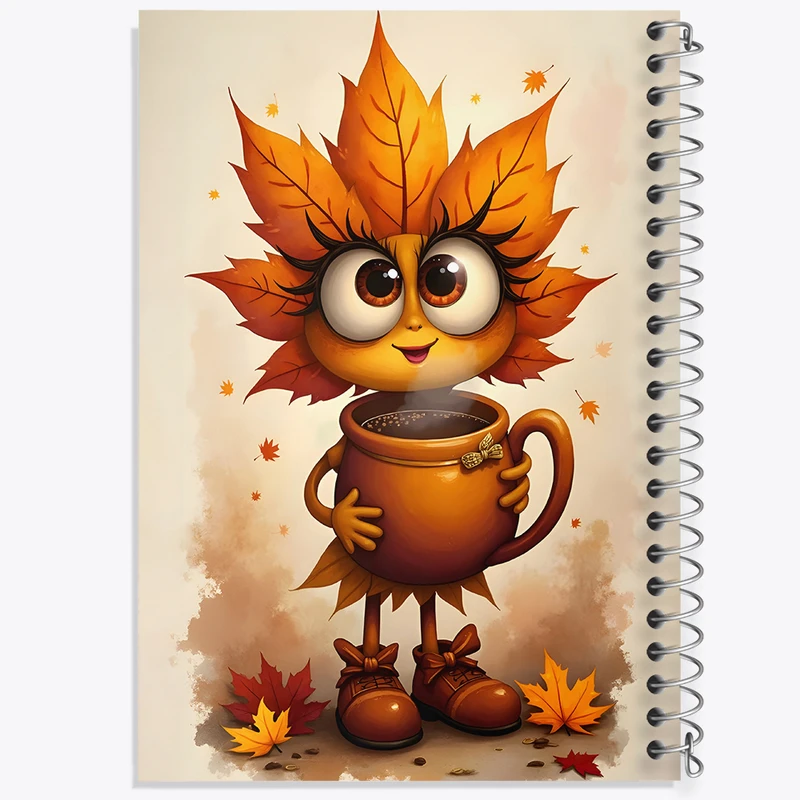 دفتر ژورنال نویسی 50 برگ خندالو مدل نقطه ای طرح برگ پاییزی کد F5527