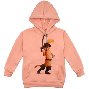 هودی پسرانه مدل گربه چکمه پوش F143 رنگ گلبهی