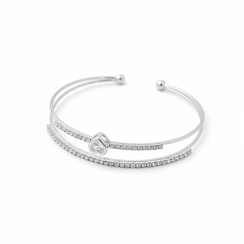 دستبند النگویی زنانه مدل جواهری طرح قلب کد 09