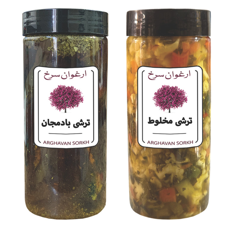 ترشی بادمجان و ترشی مخلوط با سبزی ارغوان سرخ - 1500 گرم