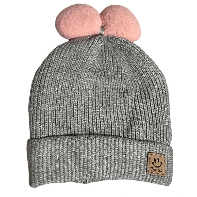 کلاه بافتنی بچگانه مدل دو پوم دار کد G R YY 33