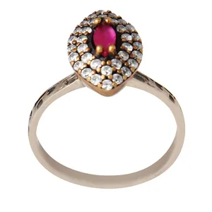 انگشتر نقره زنانه مدل سنگ یاقوت کد AW_559