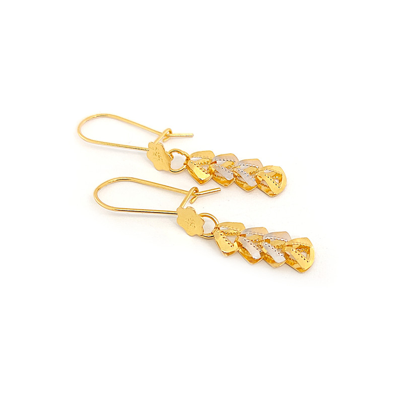 گوشواره آویز طلا 18 عیار دخترانه طلا و جواهرسازی افرا مدل لیزری 104104