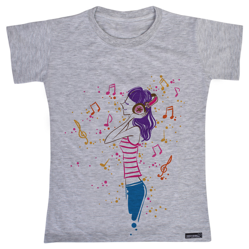 تی شرت آستین کوتاه دخترانه 27 مدل Music Girl کد MH832