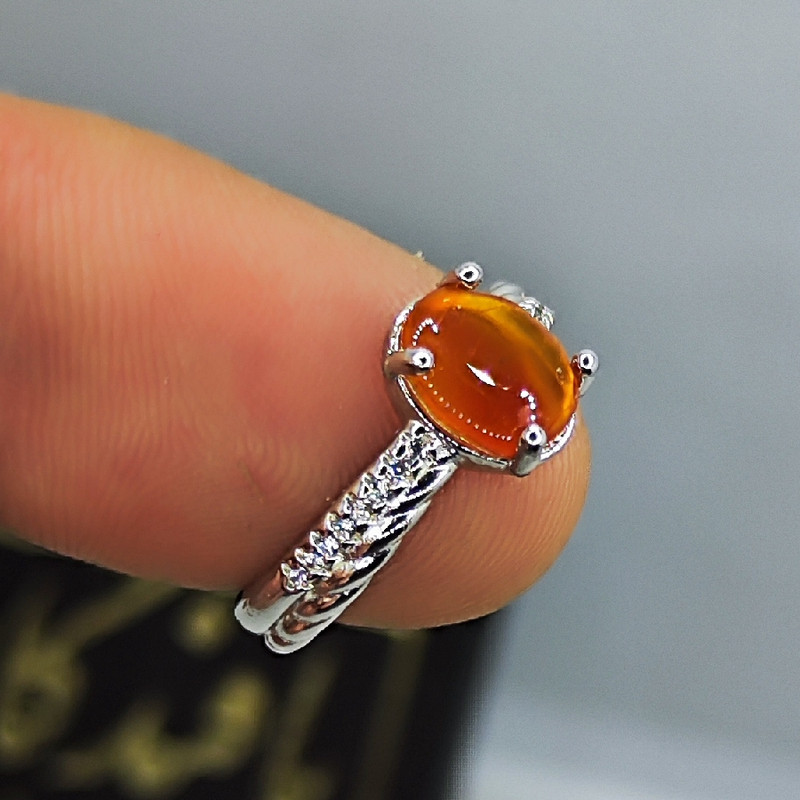 انگشتر نقره زنانه نقره جات بافندگان مدل عقیق یمانی کد 87