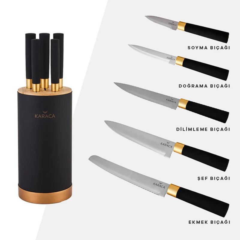 ست چاقو آشپزخانه 6 پارچه کاراجا مدل Woodland