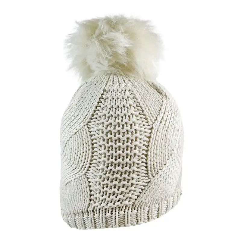 ست کلاه و شال گردن و دستکش بافتنی بچگانه اندلس مدل 65003 رنگ کرم