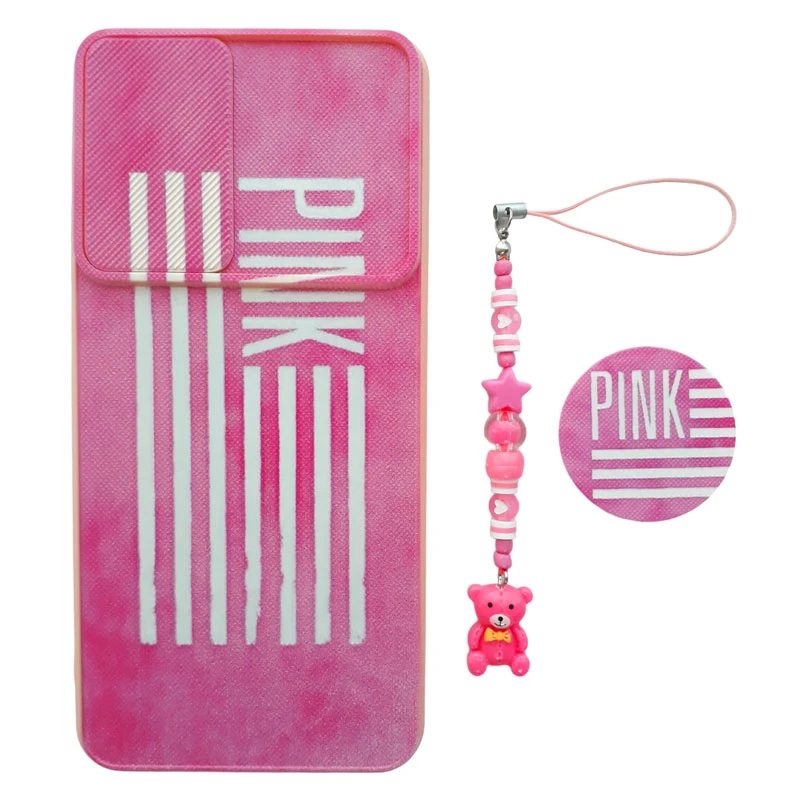 کاور مدل Pink کد A10964 مناسب برای گوشی موبایل شیائومی Redmi Note 11 4G / Note 11s به همراه پایه نگهدارنده و بند آویز موبایل