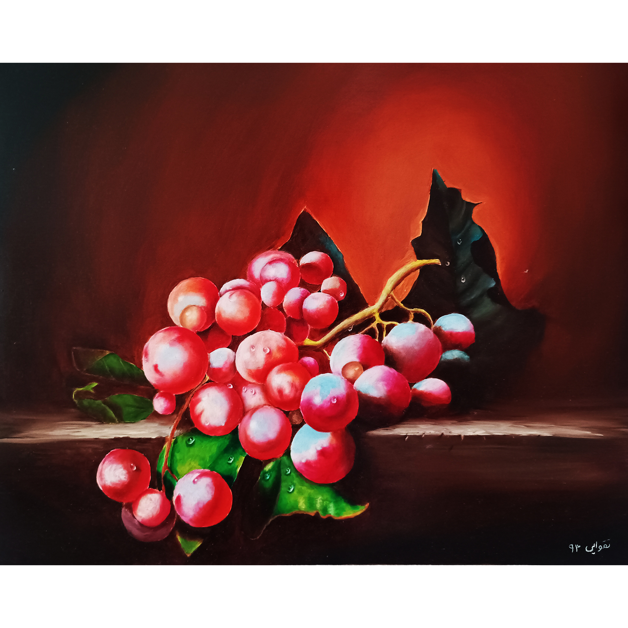 نکته خرید - قیمت روز تابلو نقاشی رنگ روغن طرح میوه انگور مدل طبیعت بیجان 3 خرید