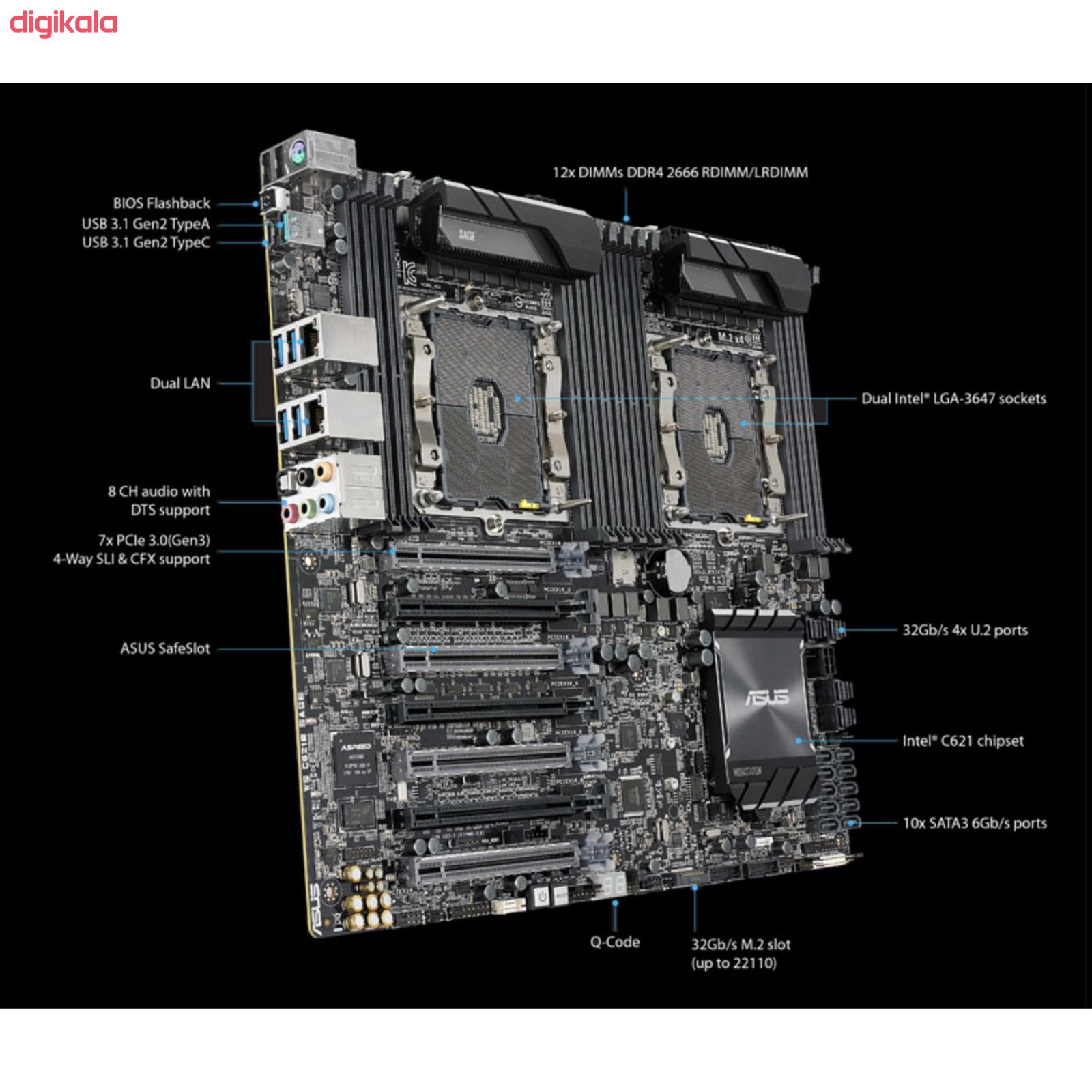 مادربرد ایسوس مدل WS C621E SAGE main 1 6