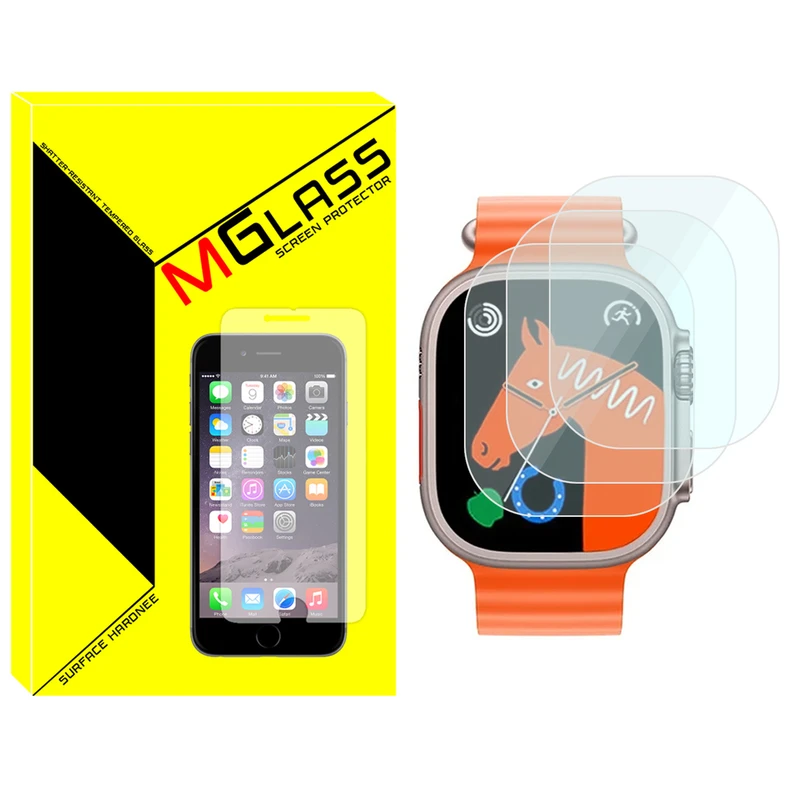 محافظ صفحه نمایش شیشه‌ای ام‌گلس مدل SH-MG مناسب برای ساعت هوشمند الترا BML Ultra Max بسته سه عددی