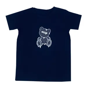 تی شرت آستین کوتاه زنانه مدل خرسی رنگ سرمه ای