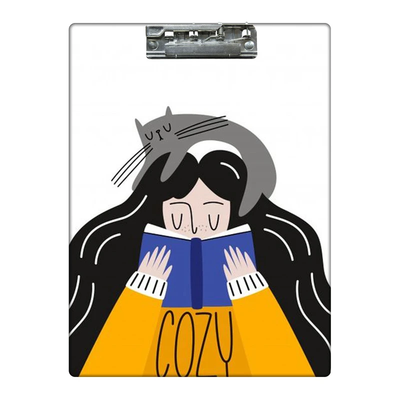 تخته شاسی طرح دختر و گربه خاکستری و کتاب کد  6063734 سایز A4