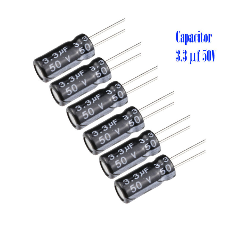 خازن 3.3 میکروفاراد 50 ولت کد Ca3.3uf-50V بسته 6 عددی
