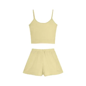 ست تاپ و شلوارک زنانه مدل کبریتی 003