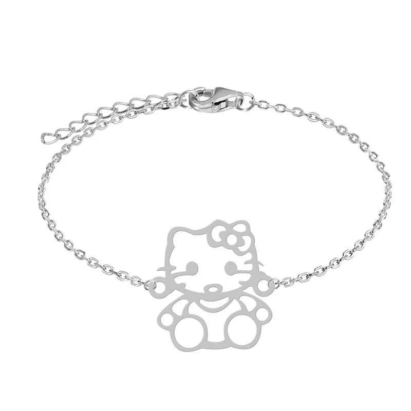 دستبند زنجیری زنانه هایکا طرح کارتونی کیتی کد zd.ha 294
