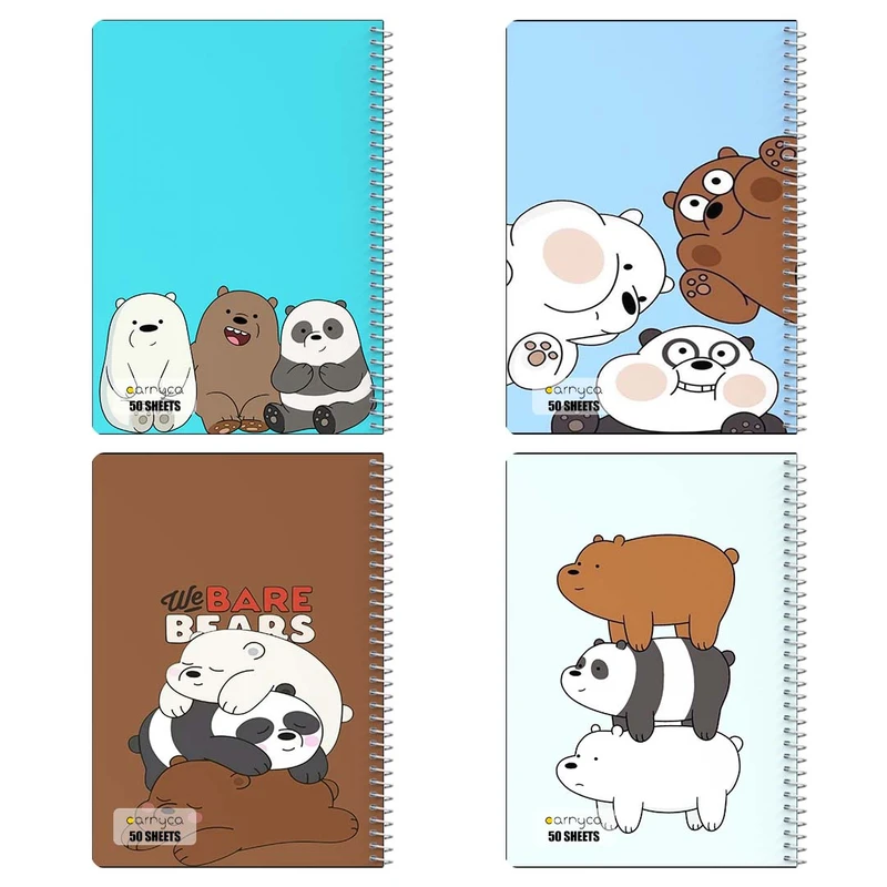 دفتر نقاشي 50 برگ کارنيکا طرح سه خرس کله پوک We Bare Bears کد 75919 مجموعه 4 عددی