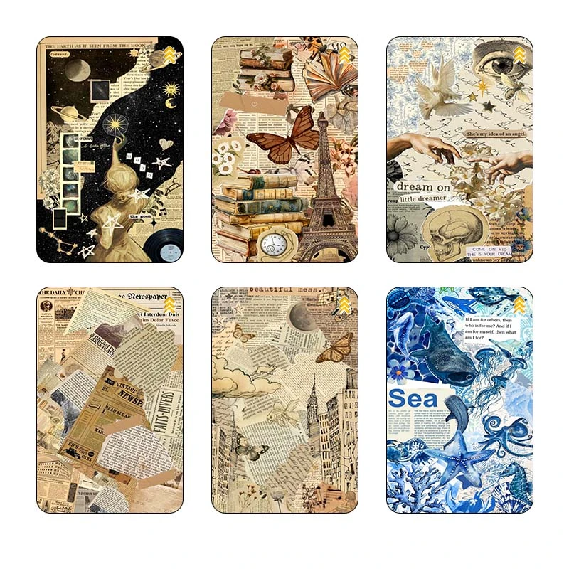 استيکر کارت کارنيکا طرح وینتج اسکرپ بوک Vintage Scrapbook کد 82909 مجموعه 6 عددی
