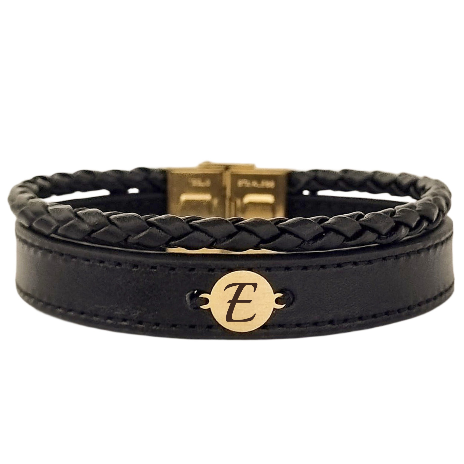 دستبند طلا 18 عیار مردانه لیردا مدل حرف E 829