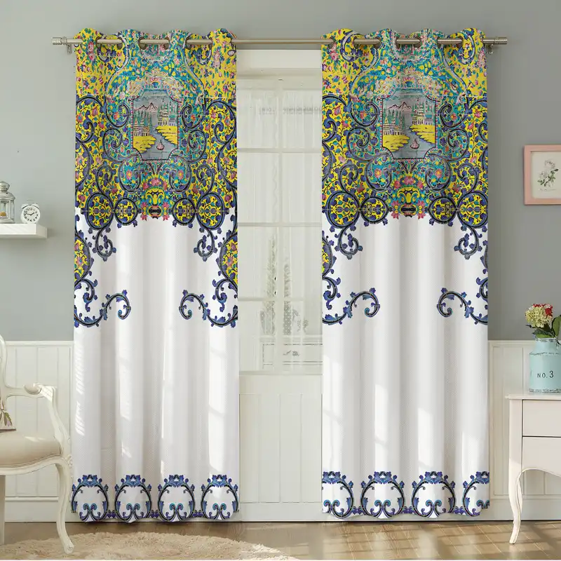 پرده نیروانا طرح  سنتی مدل مخمل کد 8637 سایز 140×280 سانتی متر