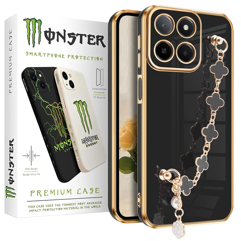 کاور مانستر مدل Black Flower مناسب برای گوشی موبایل آنر X7C