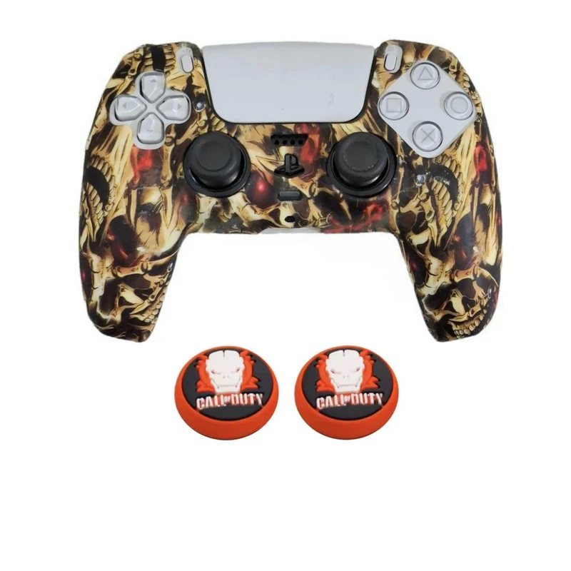 محافظ دسته بازی پلی استیشن۵ طرح جمجمه مدل Skull123 به همراه دو عدد روکش آنالوگ 
