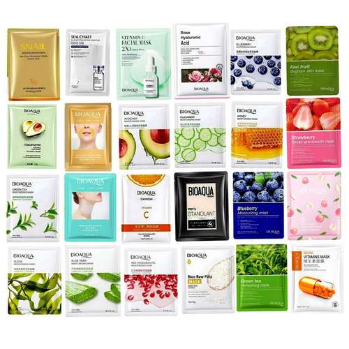 ماسک ورقه ای صورت بایو آکوا مدل آبرسان وزن 25 گرم بسته 24 عددی