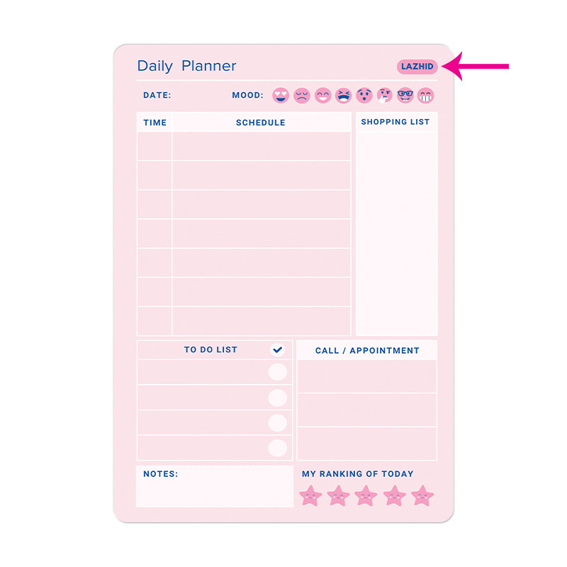 تخته وایت برد لاژید طرح پلنر روزانه مدل آهنربایی سایز 20×30 سانتیمتر