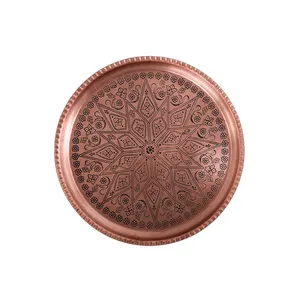 سینی مسی قرمز گِرد سنونی مدل 00 -03 قطر 30 سانتیمتر