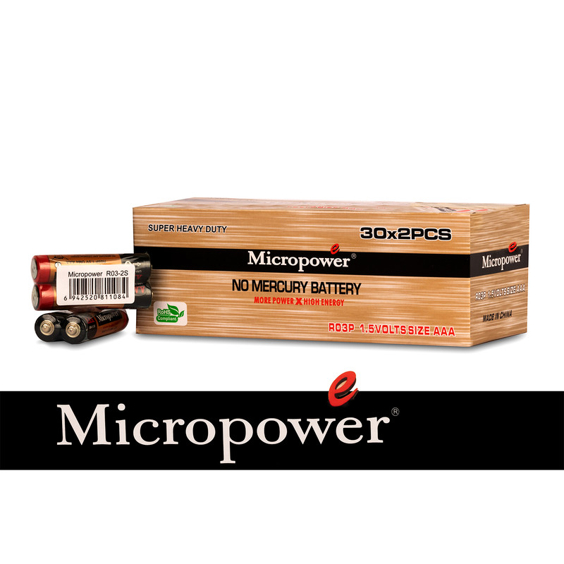 باتری نیم قلمی میکروپاور مدل R03 2S بسته 2 عددی 1