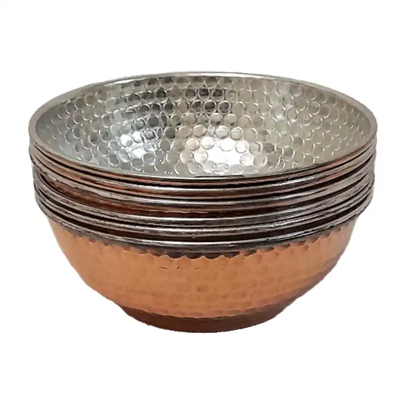 پیاله مسی مدل ماست خوری کد 1 مجموعه 6 عددی