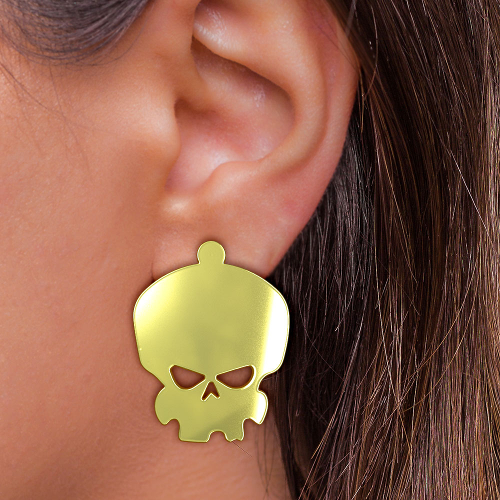 گوشواره طلا 18 عیار زنانه مدوپد مدل جمجمه کد GA1-15670