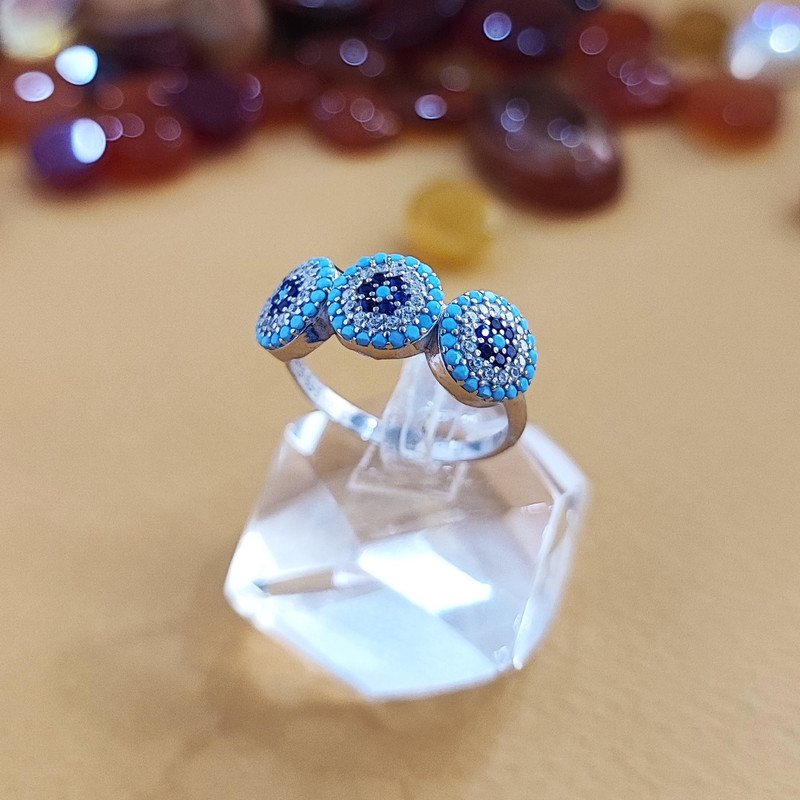 انگشتر نقره زنانه مدل حلقه چشم نظر کد RS2036