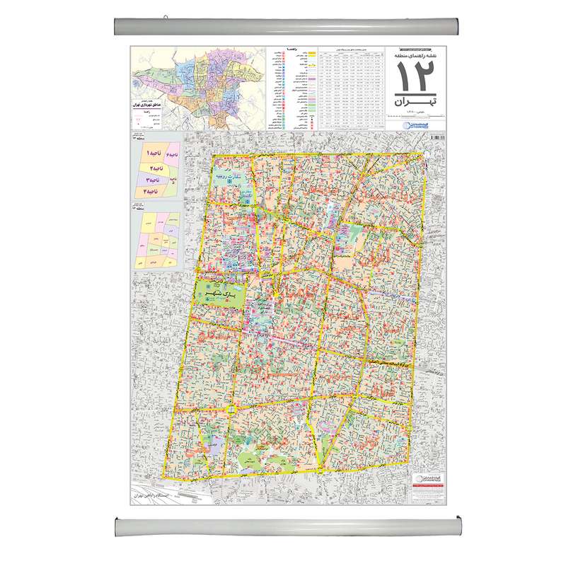 نقشه راهنمای منطقه 12 تهران گیتاشناسی نوین کد 1312 L