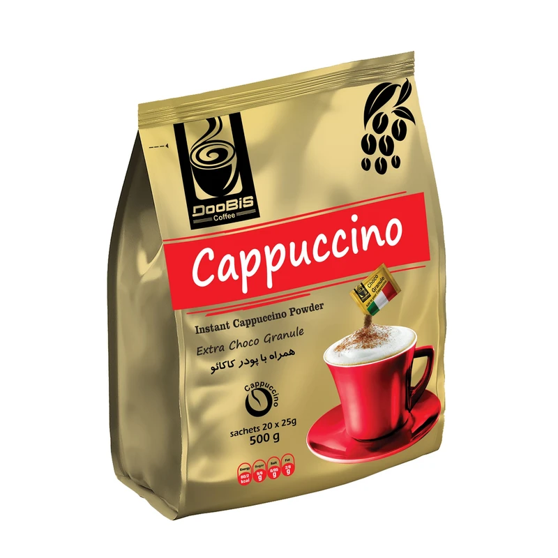 پودر کاپوچینو فوری به همراه گرانول کاکائو دوبیس - 25 گرم بسته 20 عددی