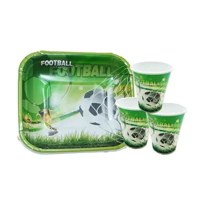 پیش دستی و لیوان یکبار مصرف مدل توپ فوتبال کد Footballpg3 مجموعه 10 عددی