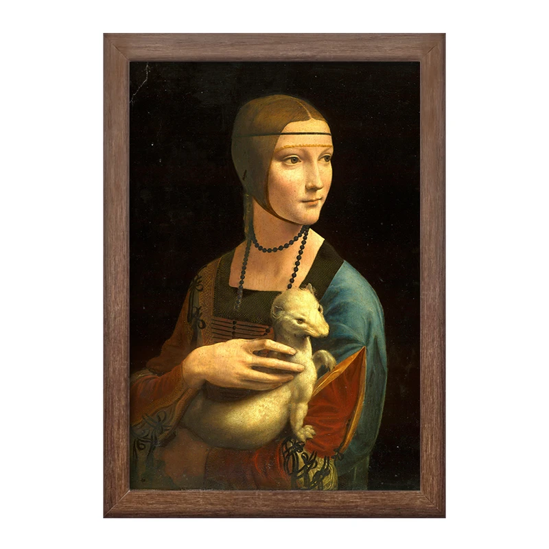 تابلو خندالو طرح بانویی با قاقم لئوناردو داوینچی کد 36834